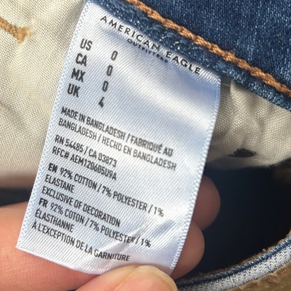 🦋 American Eagle Outfitters Super Stretch High Rise Shorties Denim Shorts 0 - Picture 4 of 8